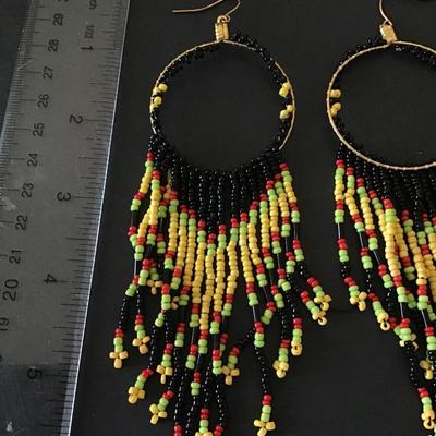 Vintage Native American, glass seed, bead statement earrings