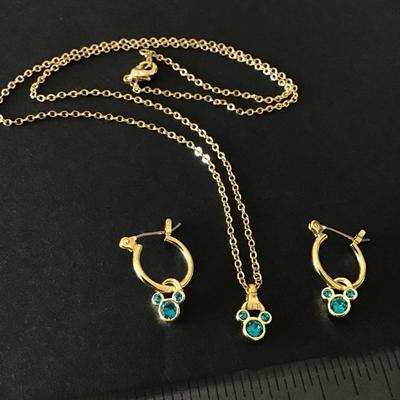 Super cute Walt Disney rhinestone necklace and matching earrings
