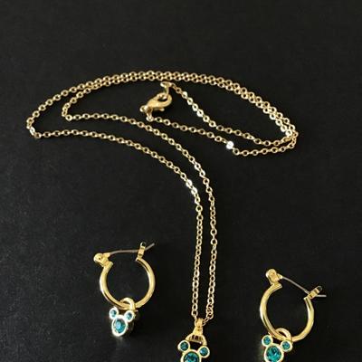 Super cute Walt Disney rhinestone necklace and matching earrings