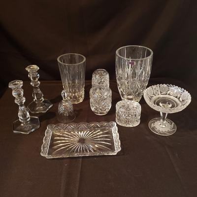 Waterford Vase and Other Beautifully Cut Glassware (LR-KD)