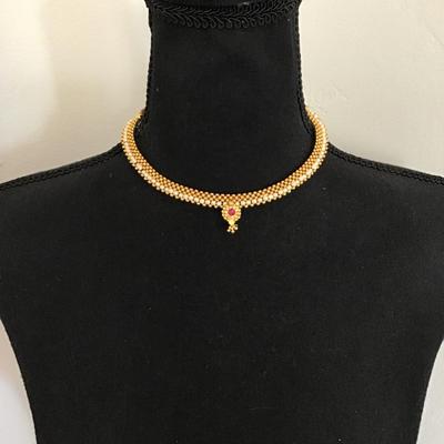 Vintage Ethnic necklace, gold toned