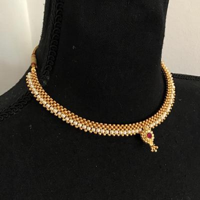 Vintage Ethnic necklace, gold toned