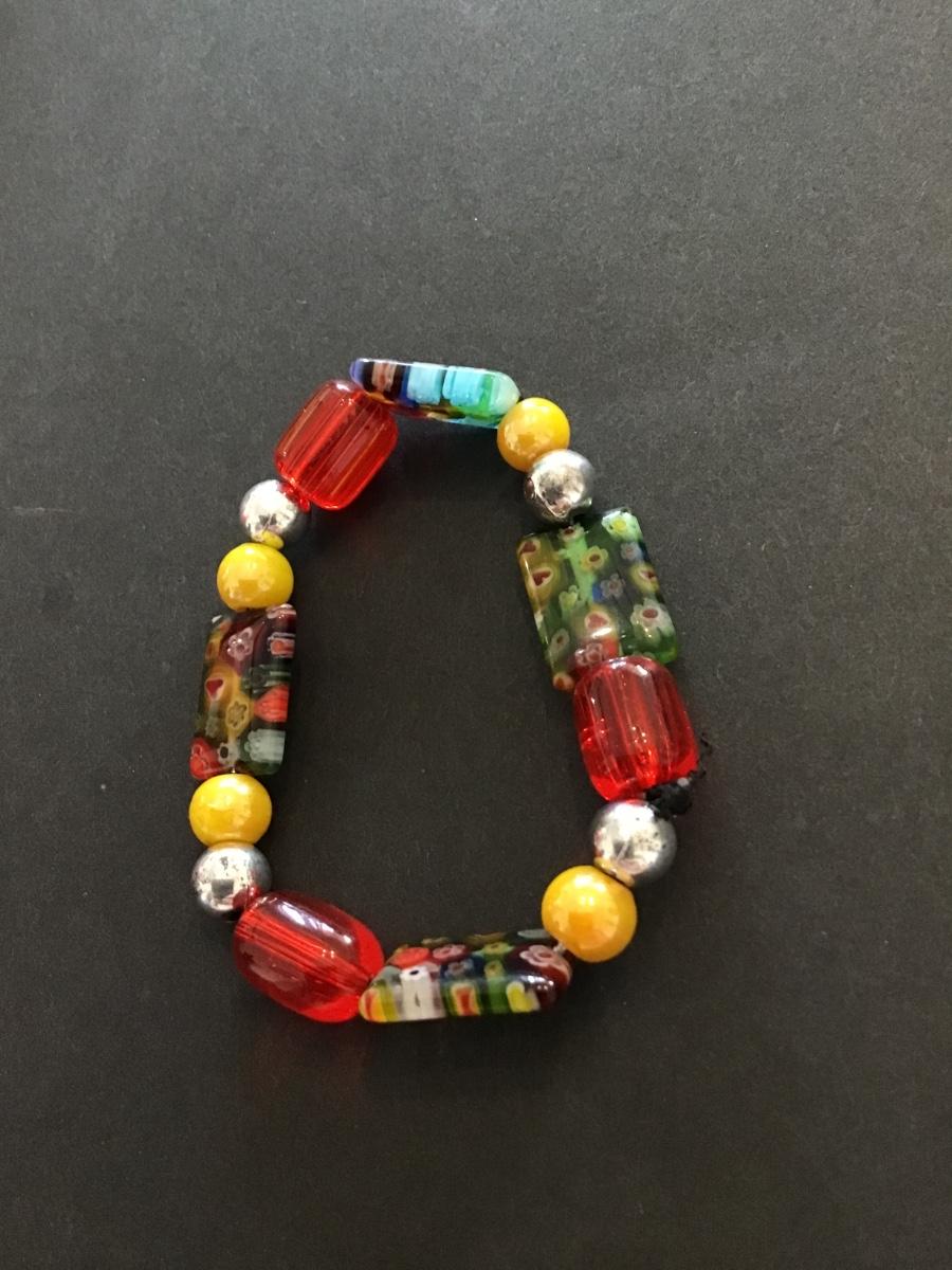 Glass art beaded stretch bracelet