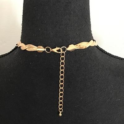 Beautiful, gold tone, black braided necklace