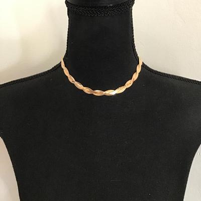 Beautiful, gold tone, black braided necklace