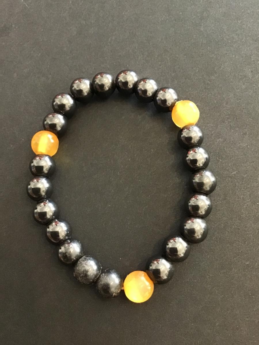 Marcasite stone beaded stretch bracelet