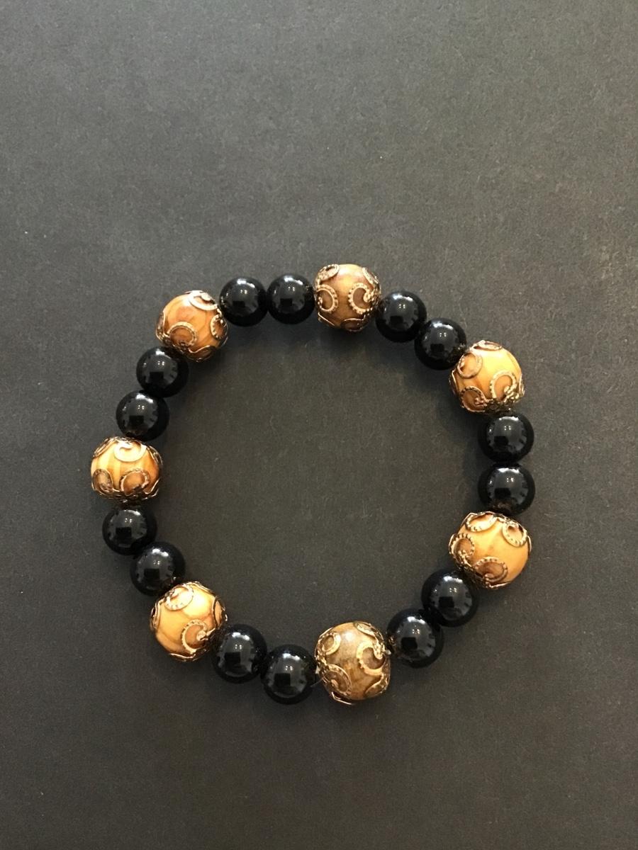 Vintage faux stone bead stretch bracelet