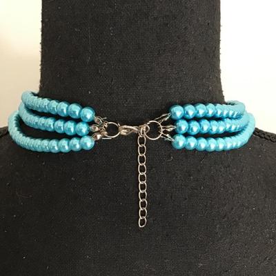 Beautiful ice, blue faux pearl multi strand necklace