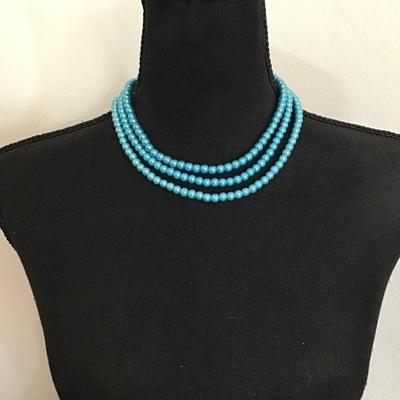 Beautiful ice, blue faux pearl multi strand necklace