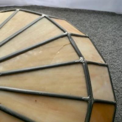 “Tiffany-Style Stained Glass Lampshade – Amber & Autumn Leaf Design”