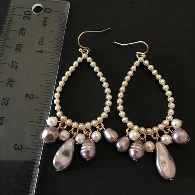 Very pretty gold, toned, faux, pearl gray, purple