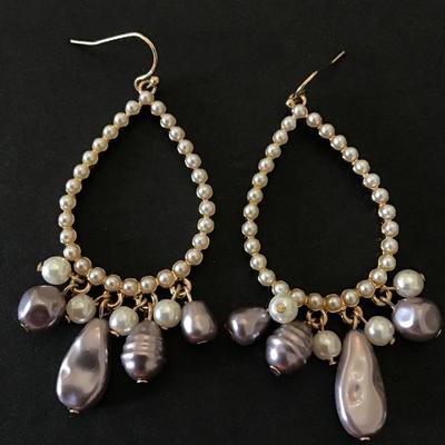 Very pretty gold, toned, faux, pearl gray, purple