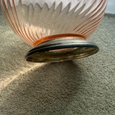 aroc france large pink bowl silver bottom