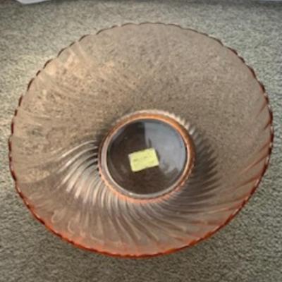 aroc france large pink bowl silver bottom