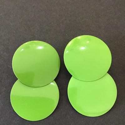 Vintage 80s green circular disk statement earrings