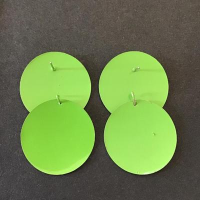 Vintage 80s green circular disk statement earrings