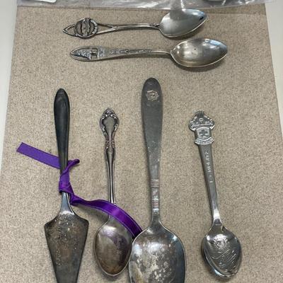 3 sterling spoons & 4 silver plate spoons