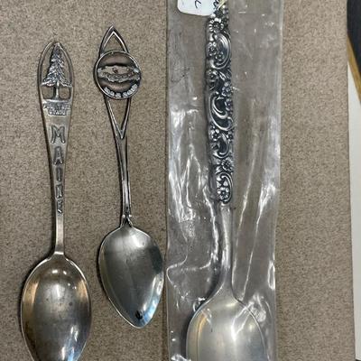 3 sterling spoons & 4 silver plate spoons