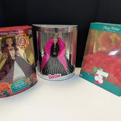 Disney's Beauty And The Beast & Happy Holiday Barbies