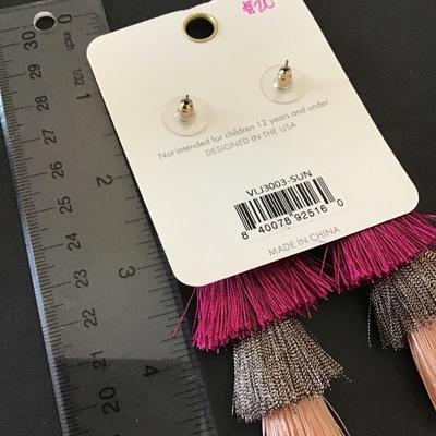 Gold tone, rhinestone, multicolored, tassel, statement, earrings