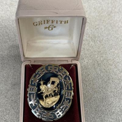 Asian style glass top brooch