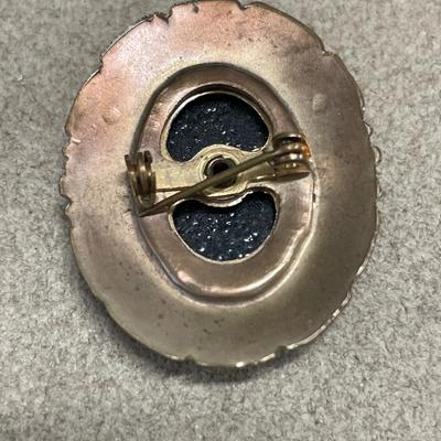 Asian style glass top brooch