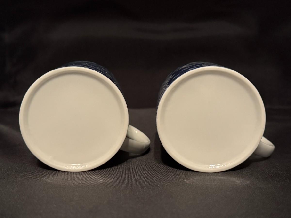 2 Vintage Takahashi Japan Asian Blue & White Floral Mugs