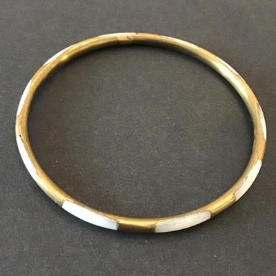 Vintage brass Shell inlay Bengal bracelet