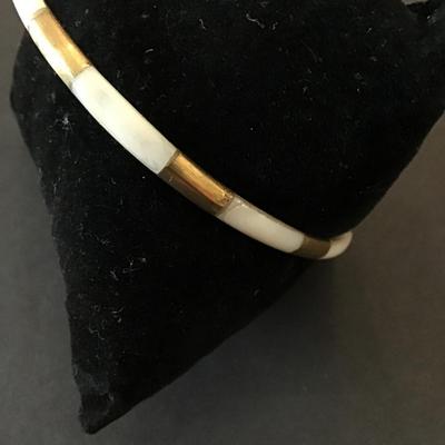 Vintage brass Shell inlay Bengal bracelet