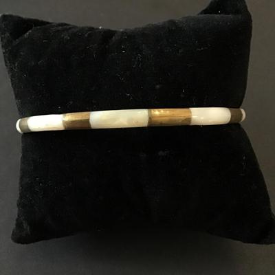 Vintage brass Shell inlay Bengal bracelet