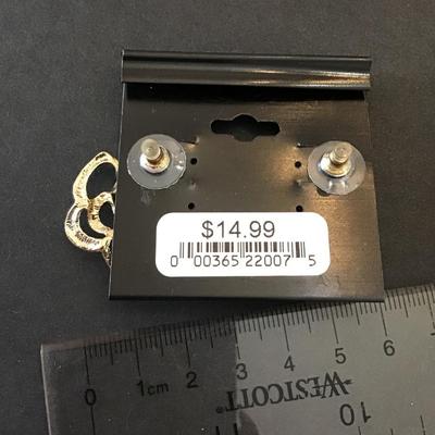 Beautiful, gold tone, vintage, flower, black enamel rhinestone statement earrings