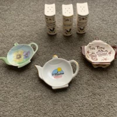 3 Glass Spice Holders & 3 Tea Bag Holders