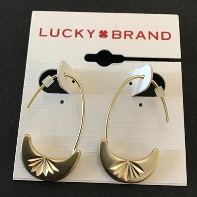 Lucky brand satin, gold tone, half hoop earrings
