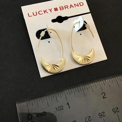 Lucky brand satin, gold tone, half hoop earrings