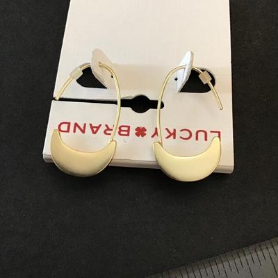 Lucky brand satin, gold tone, half hoop earrings