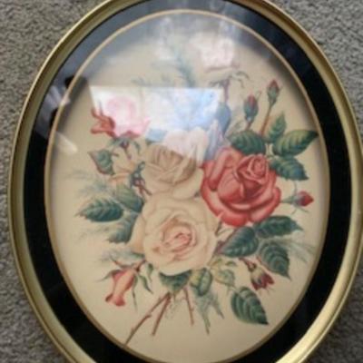 2 Vintage Oval Floral Pictures