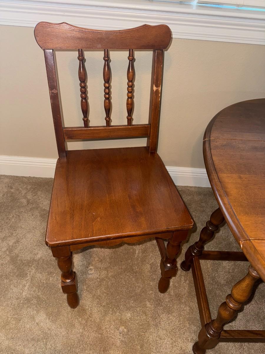 Child Size Chair and Drop Leaf Table With Swing Arms