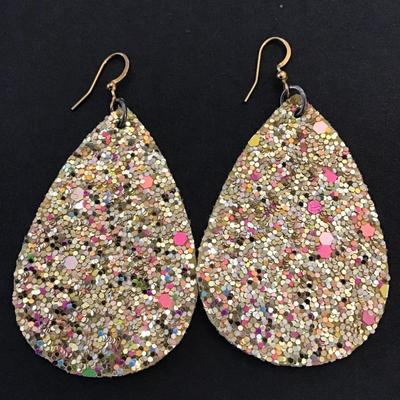 Double sided sparkly teardrop foam earrings