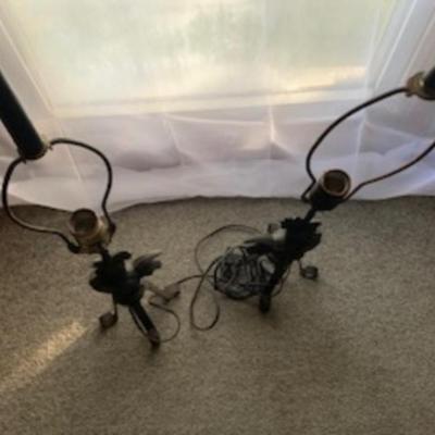 Vintage Country Lamps Metal Rooster Base Set