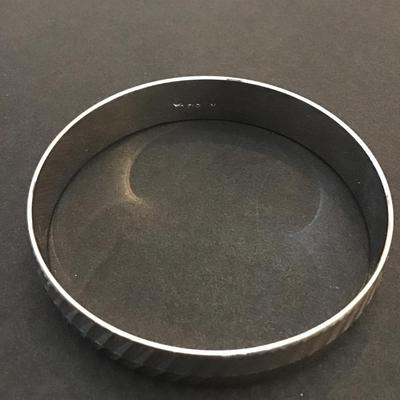 Vintage crown, Trifari etched design, silver toned bangle bracelet