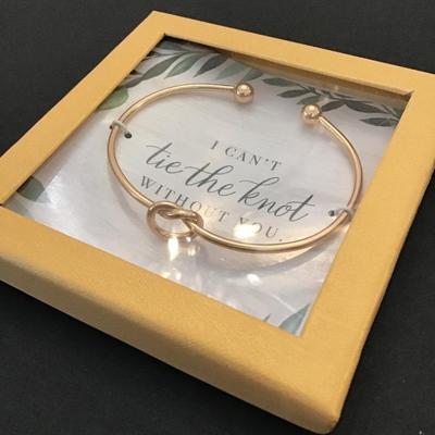 Bridesmaid bracelet, can’t tie the knot without you gold toned