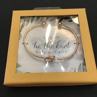 Bridesmaid bracelet, can’t tie the knot without you gold toned