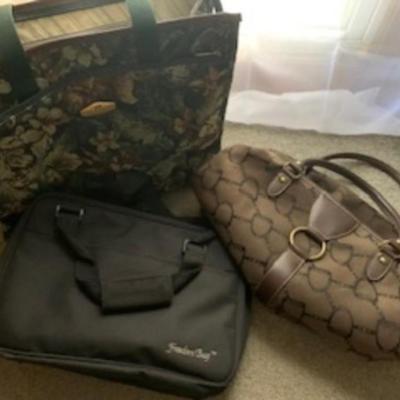 Vintage & Modern Bag Trio Suitcase, Shoulder Bag & Patterned Satchel