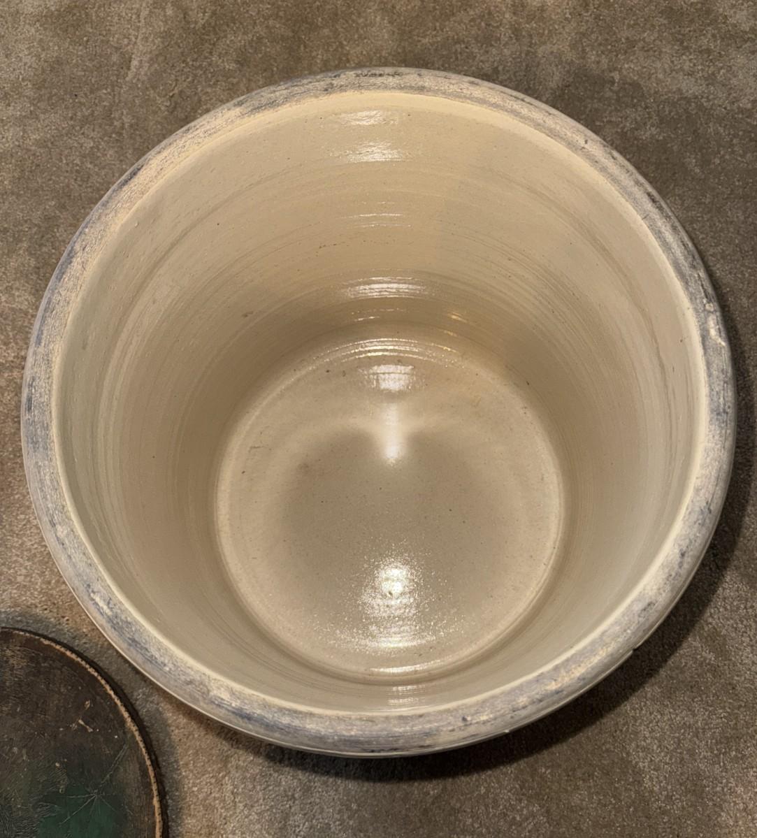 Antique Stoneware 8 Gallon Crock with Original Handpainted Lid