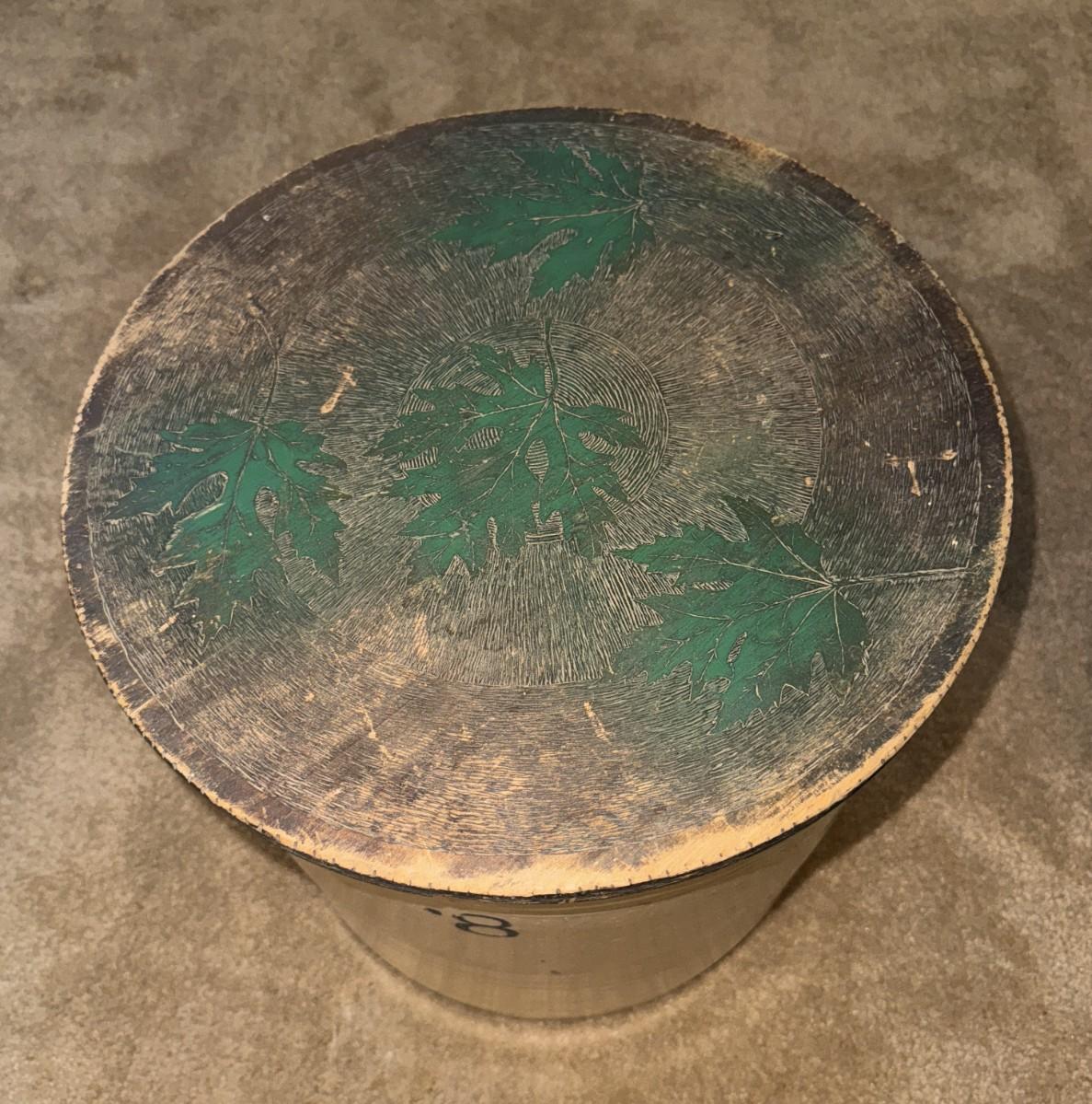 Antique Stoneware 8 Gallon Crock with Original Handpainted Lid