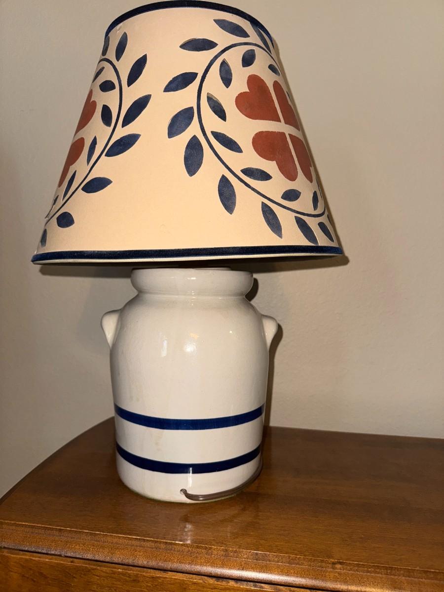 Antique Handled Crock Converted into Lamp