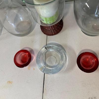 GLASS FLOWER VASES AND CANDLE HOLDERS