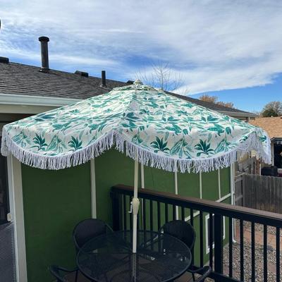 PATIO TABLE WITH UMBRELLA AND 4 CHAIRS