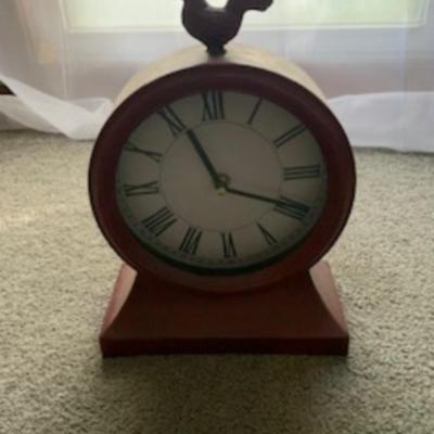 Vintage Red Roster Metal Clock