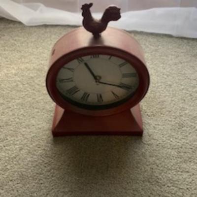 Vintage Red Roster Metal Clock